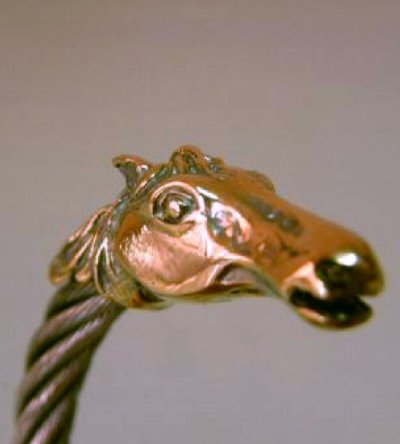 Photo2: 18k Gold & Silver Horse Cable Wire Bangle