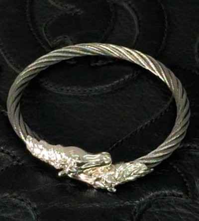 Photo2: Half Horse Cable Wire Bangle (Platinum finish)