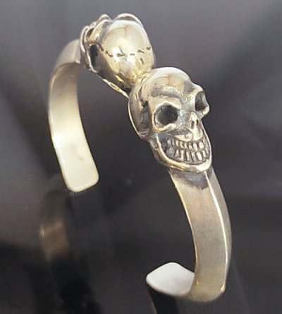 Photo1: Double Miracle Skull Triangle Wire Bangle