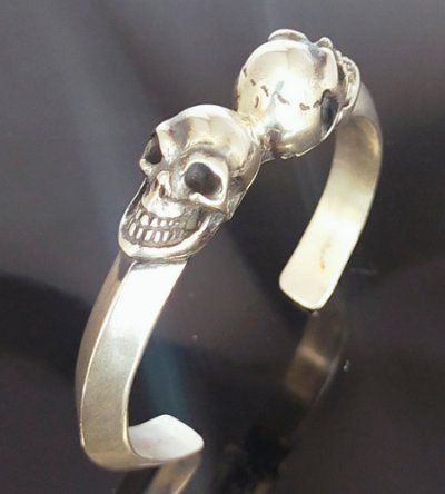 Photo2: Double Miracle Skull Triangle Wire Bangle