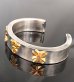 Photo2: Pure Gold Wrap On Raised G&Crown & Maltese Cross Flat Bar Bangle 10mm Bold (2)