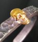 Photo9: 10K Gold Twelve Small Skull On 6.5mm Wide Side Flat Chiseled Bangle Bold