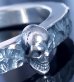 Photo13: Twelve Small Skull Pierce On 6.5mm Wide Side Flat Chiseled Bangle Bold [BG-85]