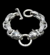 Bulldog With Chiseled H.W.O & Chiseled Anchor Links Bracelet