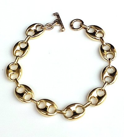 Photo1: [One-of-a-kind] 10K Gold Marine Chain Links Bracelet [10k-51]