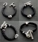 Photo2: Skull On braid leather bracelet (2)