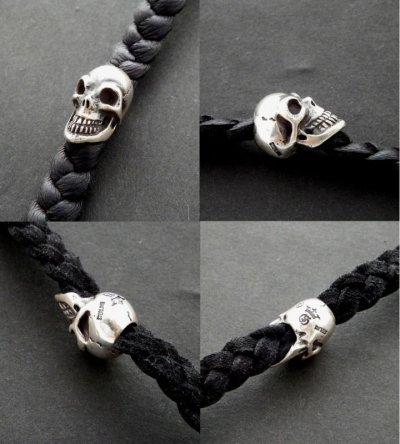 Photo4: Skull On braid leather bracelet