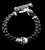 Skull On braid leather bracelet