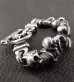 Photo15: 2Skull On 4 Heart Crown & Boat Chain Links Chain Bracelet