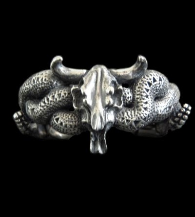 Photo1: Large Buffalo Skull & Large Snake Bracelet