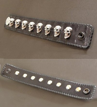 Photo3: 8Skull Crocodile Leather Wrist band