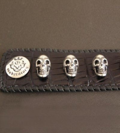 Photo5: 8Skull Crocodile Leather Wrist band