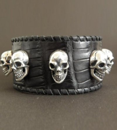 Photo4: 8Skull Crocodile Leather Wrist band