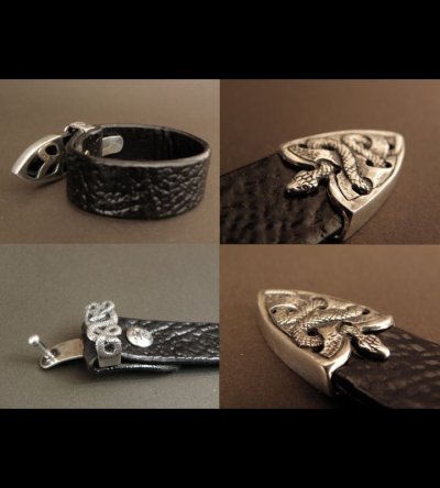 Photo5: Snake Loop & Tip Leather Bracelet