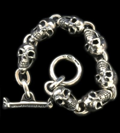 Photo1: All Skulls Link Bracelet