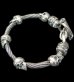 Photo1: Quarter 5Skulls with stud bolo neck cable wire bracelet (1)