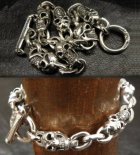 More Photo2: Half Skull & Chain Links Bracelet