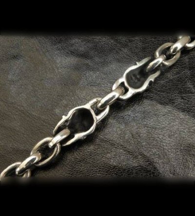 Photo3: Skull Pins With Small Oval Chain Links Bracelet