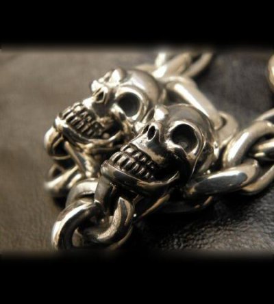 Photo4: Skull Pins With Small Oval Chain Links Bracelet