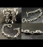 More Photo1: Skull Pins With Small Oval Chain Links Bracelet