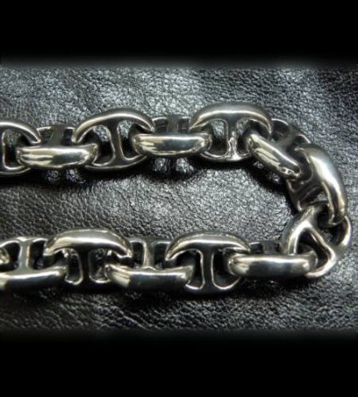 Photo3: Half sculpted oval with half smooth anchor links bracelet