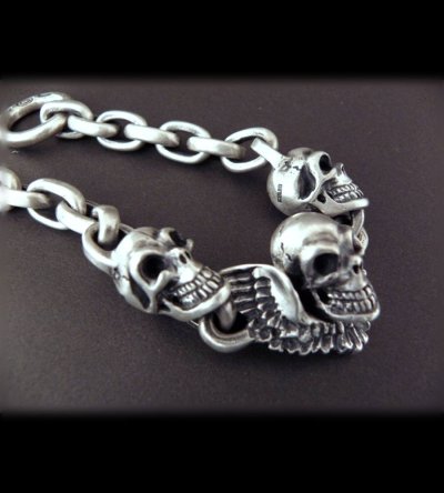 Photo4: Skull wing with 2skulls bracelet