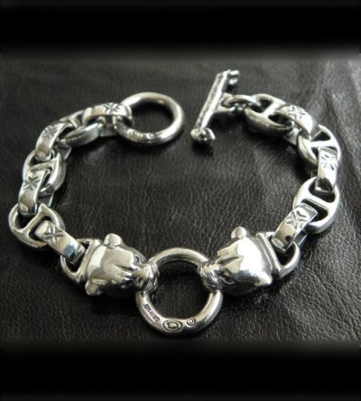 Photo3: Quarter 2 panther with maltese cross H.W.O & smooth anchor chain bracelet