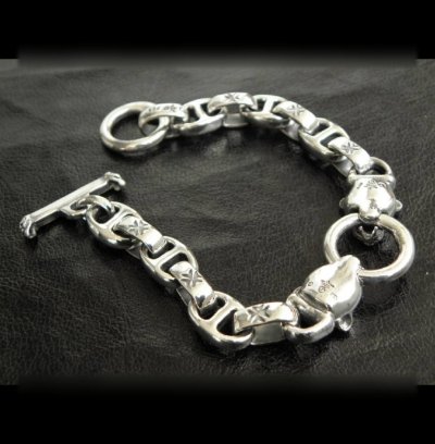 Photo2: Quarter 2 panther with maltese cross H.W.O & smooth anchor chain bracelet