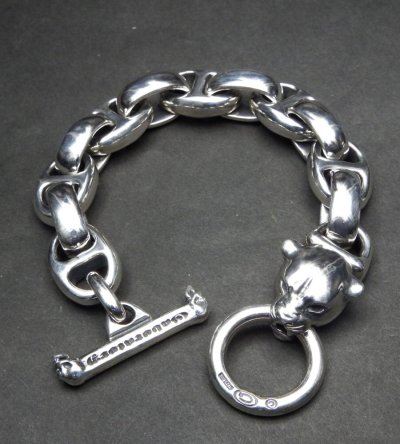 Photo2: Panther With H.W.O & Smooth Anchor Links Bracelet