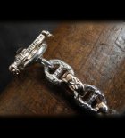 More Photo2: Quarter Chiseled anchor chain with 10k gold maltese cross H.W.O links bracelet