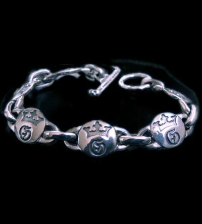 Photo1: Medium G&Crown links bracelet