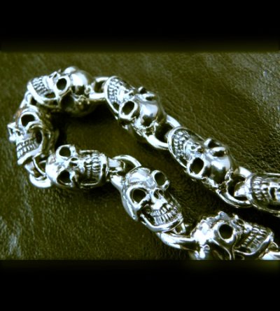 Photo4: Half 9Skull Links Bracelet