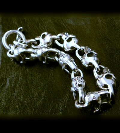 Photo3: Half 9Skull Links Bracelet