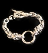 2Skulls With Small Oval Links Bracelet