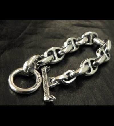 Photo2: All Smooth Anchor Chain Links Bracelet