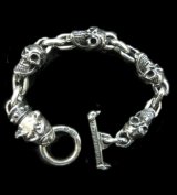 Stud Bolo Neck Old Bulldog With 4Skulls & Small Oval Links Bracelet