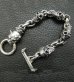 Photo3: Stud Bolo Neck Old Bulldog With 4Skulls & Small Oval Links Bracelet