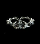 Half Sculpted Oval With 2 Old Bulldog & Smooth H.W.O, Anchor Chain Bracelet