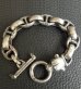 Photo2: Panther With Smooth H.W.O & Textured Anchor Chain Links Bracelet (2)