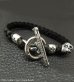 Photo2: Skull On Braid Leather Bracelet With Phantom T-bar (2)