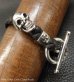 Photo6: Skull On Braid Leather Bracelet With Phantom T-bar