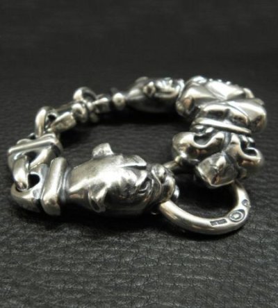 Photo2: 4Heart Crown ID With 2 Long Neck Bulldogs & Boat Chain Links Bracelet