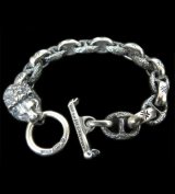 Lion With H.W.O & Chiseled Anchor Links Bracelet