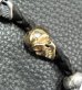 Photo8: 18k Gold Single Skull In All Skull Links Braid Leather Bracelet