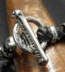 Photo17: 18k Gold Single Skull In All Skull Links Braid Leather Bracelet