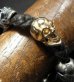 Photo15: 18k Gold Single Skull In All Skull Links Braid Leather Bracelet