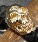 Photo5: 18k Gold Single Skull In All Skull Links Braid Leather Bracelet