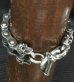 Photo11: Heavy Wide Small Bike Chain With 4Skulls D-Loop Bracelet