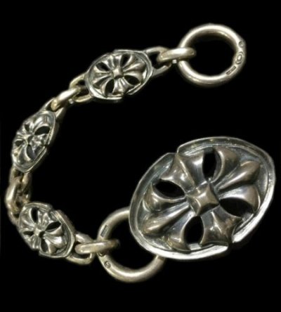 Photo1: Old Cross Oval With Small Old Cross Oval Links Bracelet