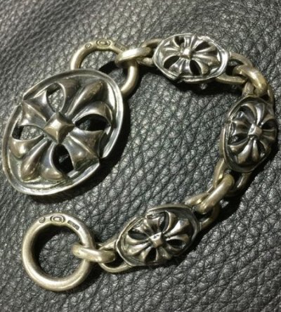 Photo2: Old Cross Oval With Small Old Cross Oval Links Bracelet